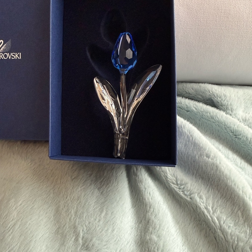 Swarovski Crystal Tulip with Blue Bloom